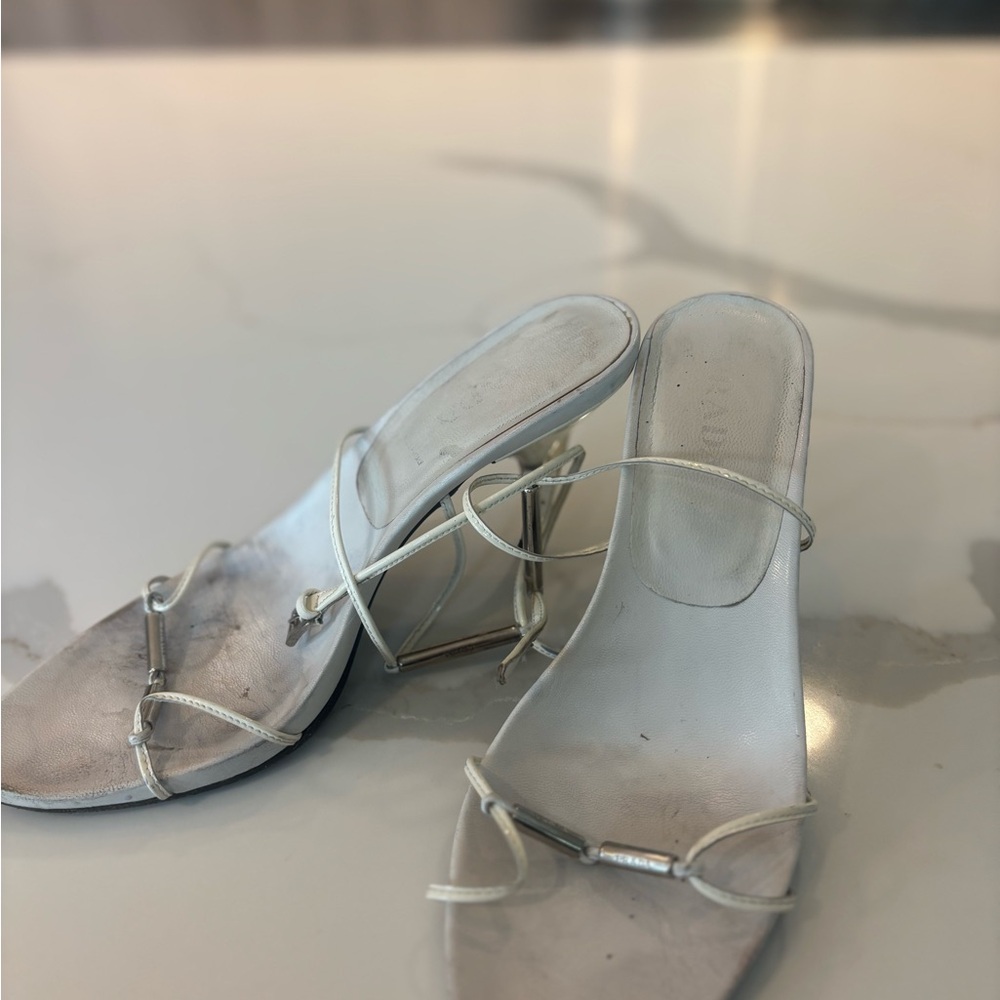 Prada Silver High-Heeled Sandals